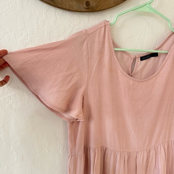 Mikarose Pink Tiered Short Sleeve Button Back Keyhole Dress Size L - Picture 4 of 11